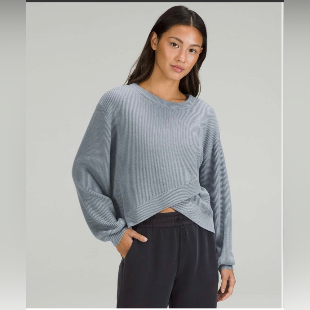 🍋Women’s Lululemon Reversible Crossover Sweater Size 4 Chambray W3EQNS🍋